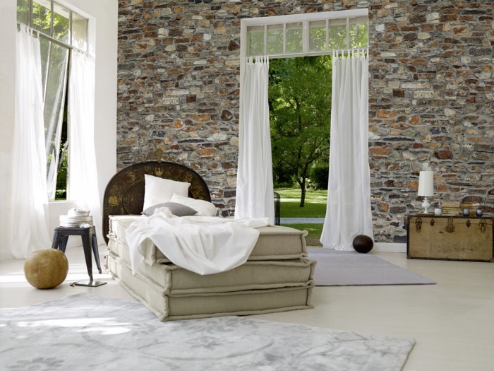 3D-Fototapete Stein Wand, Naturstein rot-braun