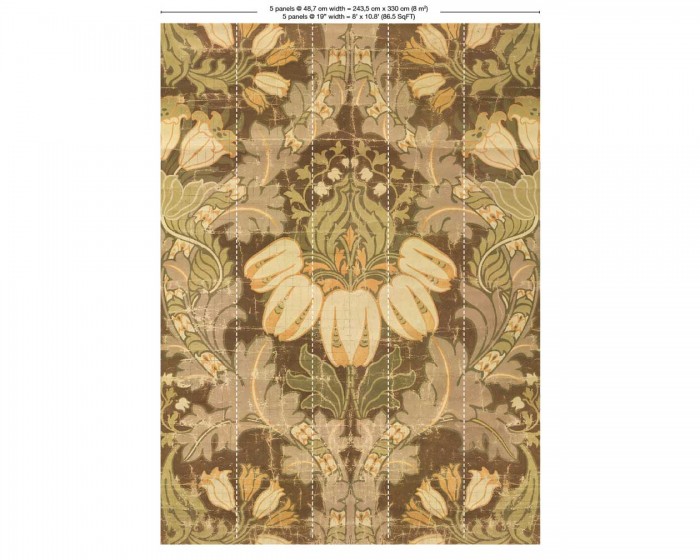 Abmessungen der NLXL Tapete MRV-02 Big Pattern Luther von Mr & Mrs Vintage, in der Variante mit 5 Bahnen.