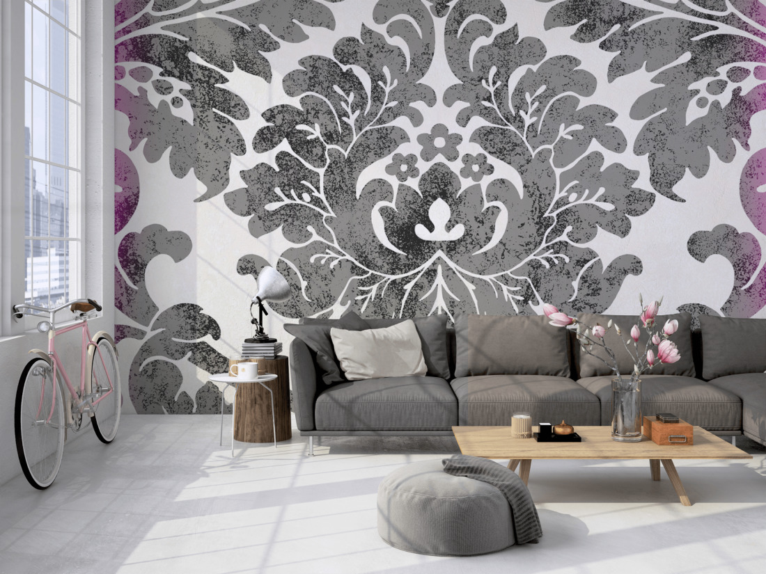 Jetzt bestellen » Fototapete Barock Ornament, Pink Schwarz | livingwalls