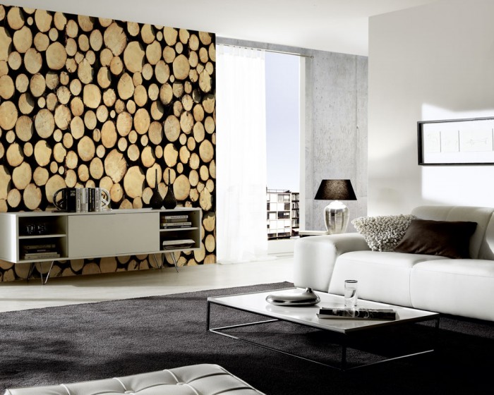 3D-Fototapete Holz Wand, Baumstämme