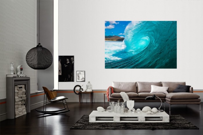 Die Fototapete Welle im Meer von Hawaii, USA als Wandbild im Wohnzimmer. Die Vlies-Fototapete Welle im Meer von Hawaii, USA verschönert als Wandbild Deine Wand.