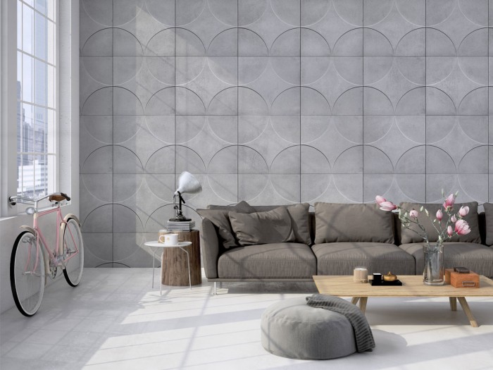 Tapete im Wohnzimmer - Wohnzimmertapete von NLXL NDE-01 Moulded Circle Wallpaper von Nada Debs