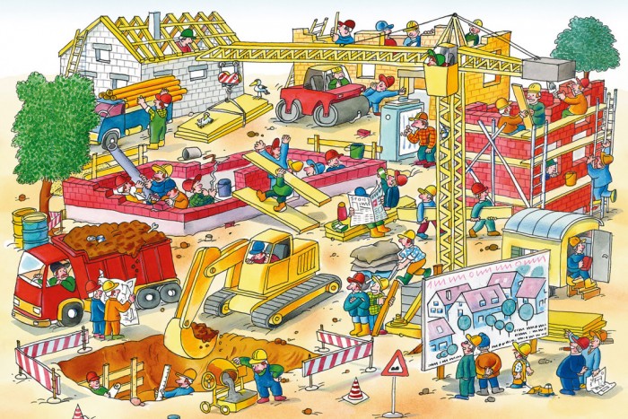 Die Fototapete Baustelle, Wimmelbild für Kinder, eine Vlies-Fototapete bei Livingwalls Cologne online kaufen. Die Fototapete Baustelle, Wimmelbild für Kinder ist eine Fototapete auf Maß.