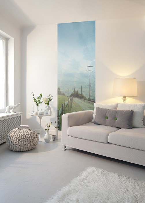 Ein Foto von dem 3D-Fotopanel Landstraße in den Bergen, Vintage tapeziert im Raum. Bestelle Deine Bildtapete online.