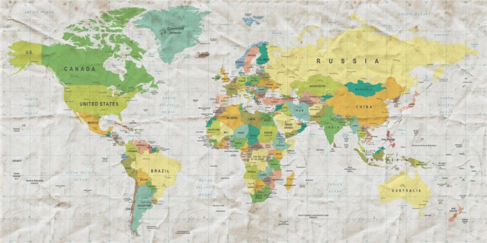 Die Fototapete Weltkarte, farbig im Vintage-Look, eine Vlies-Fototapete bei Livingwalls Cologne online kaufen. Die Fototapete Weltkarte, farbig im Vintage-Look ist eine Fototapete auf Maß.