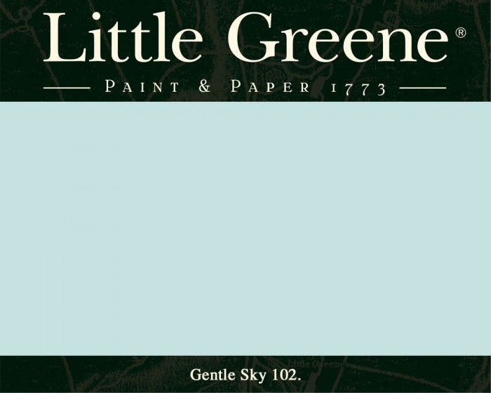 Englische Farbe von Little Greene Gentle Sky 102 - Hochwertige Farbe gestrichen an der Wand