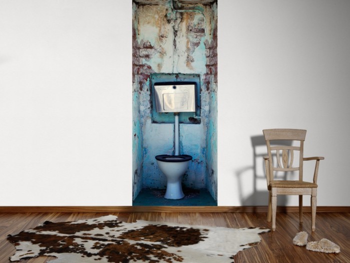 Ein Foto von dem 3D Fotopanel Altes WC, Vintage tapeziert an der Wand. Bestelle Deine Bildtapete online.
