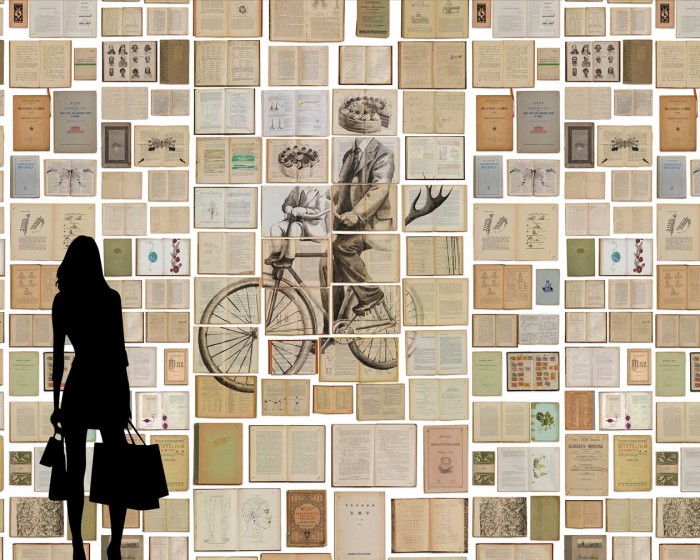 Flächenansicht der NLXL Tapete EKA-03 Biblioteca von Ekaterina Panikanova.