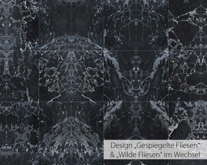 Flächenansicht der NLXL Tapeten PHM-51A und PHM-51B Materials von Piet Hein Eek im Wechsel verarbeitet.