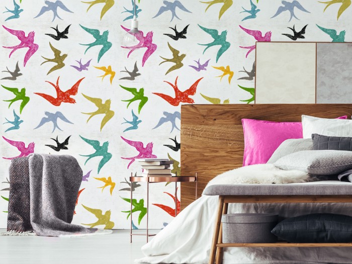 Raumansicht der Selected Walls Tapete Roswell Birds Wallpaper Col. 01