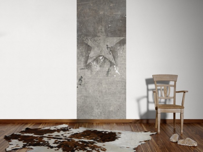 Ein Foto von dem Design-Fotopanel New York, Stern auf Steinwand von Michalsky tapeziert an der Wand. Bestelle Deine Bildtapete online.