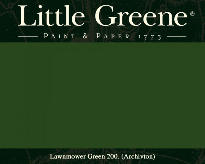Englische Farbe von Little Greene Lawnmower Green 200 - Hochwertige Farbe gestrichen an der Wand