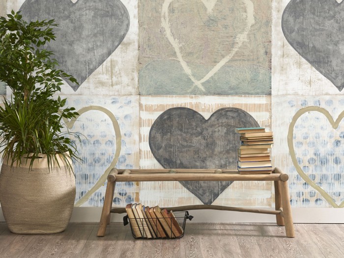 Raumansicht der Selected Walls Tapete Roswell Hearts Wallpaper Col. 01