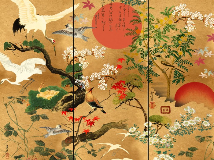 Detailansicht der Selected Walls Tapete Sendai Crane Wallpaper Col. 01