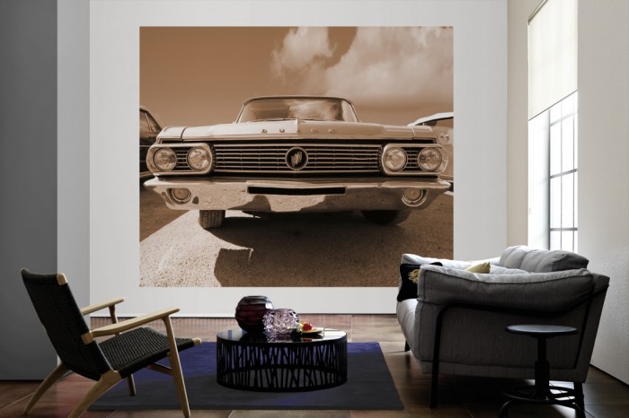 Die Fototapete Oldtimer Buick Cadillac als große Bildtapete im Wohnzimmer. Als Bildtapete ist die Fototapete Oldtimer Buick Cadillac ein besonderes Highlight auf Vliestapete.