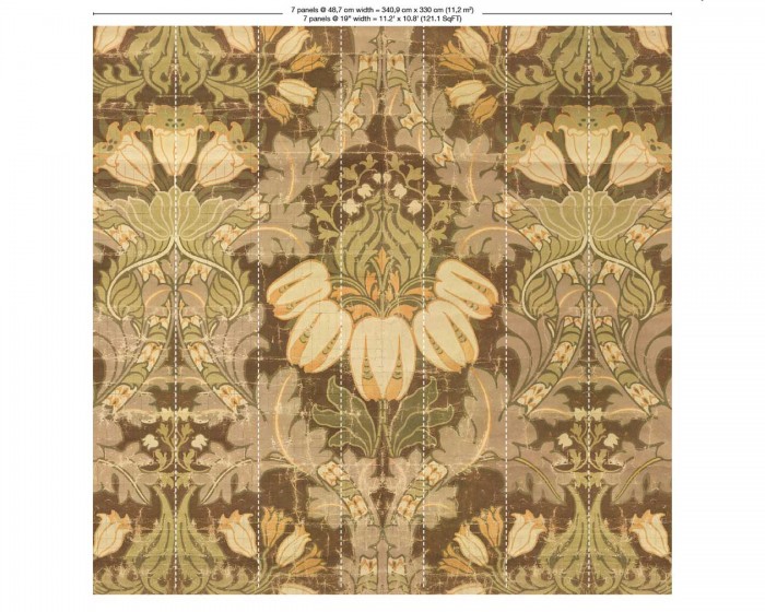 Abmessungen der NLXL Tapete MRV-02 Big Pattern Luther von Mr & Mrs Vintage, in der Variante mit 7 Bahnen.