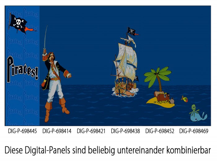 Das Panel ist Bestandteil des Gesamtmotives Piraten auf See, ist aber auch einzeln einsetzbar.