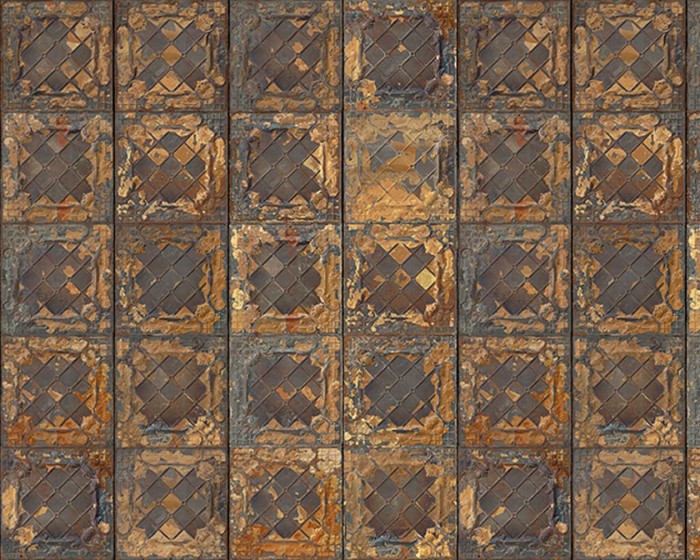 Flächenansicht der NLXL Tapete TIN-08 Brooklyn Tins von Merci.