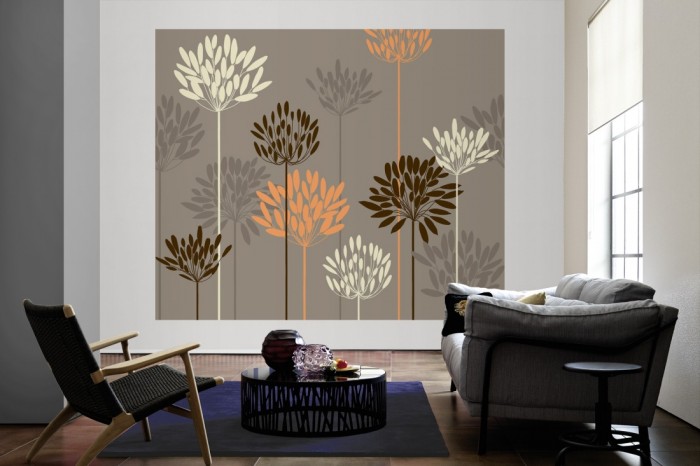 Die Design-Fototapete Pflanzen, Artwork als große Bildtapete im Wohnzimmer. Als Bildtapete ist die Design-Fototapete Pflanzen, Artwork ein besonderes Highlight auf Vliestapete.