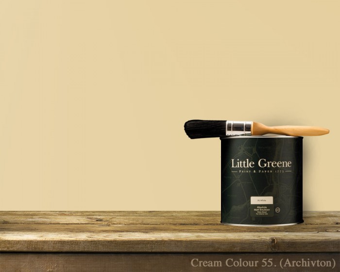 Englische Farbe von Little Greene Cream Colour 55 - Hochwertige Farbe gestrichen an der Wand