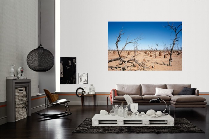 Die Fototapete Australien, Outback als Wandbild im Wohnzimmer. Die Vlies-Fototapete Australien, Outback verschönert als Wandbild Deine Wand.