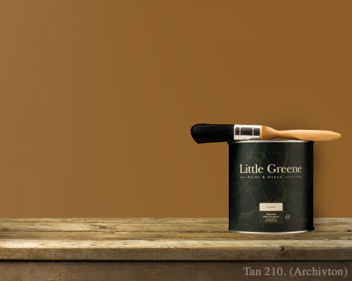 Englische Farbe von Little Greene Tan 210 - Hochwertige Farbe gestrichen an der Wand