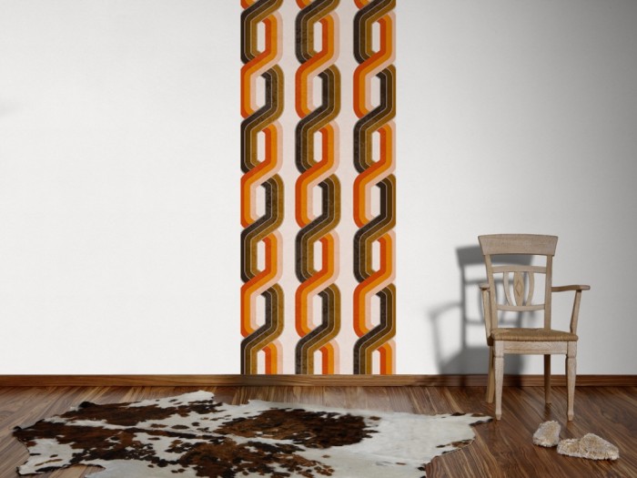 Ein Foto von dem Design-Fotopanel Retro Tapete Kette, Artwork tapeziert an der Wand. Bestelle Deine Bildtapete online.