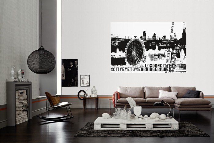 Die Design-Fototapete London England, Artwork als Wandbild im Wohnzimmer. Die Vlies-Design-Fototapete London England, Artwork verschönert als Wandbild Deine Wand.