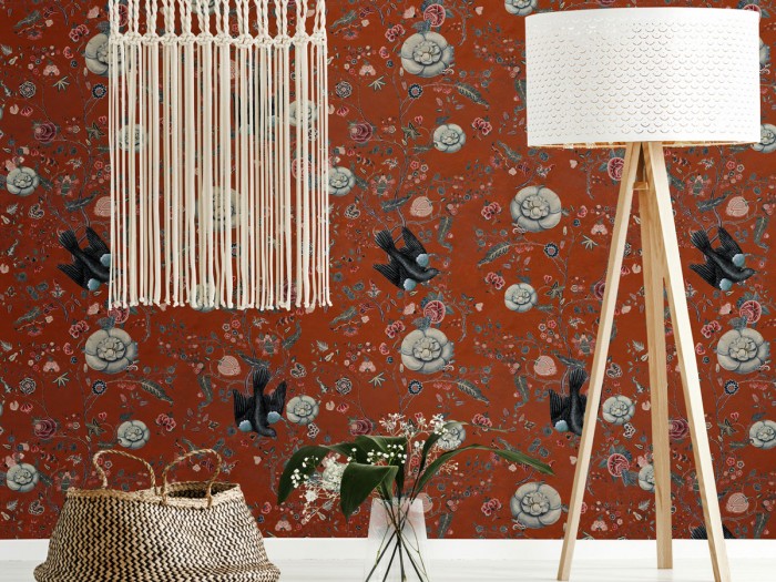 Raumansicht der Selected Walls Tapete Tirana Crow Wallpaper Col. 01