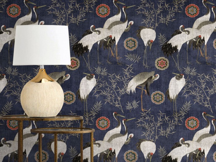 Raumansicht der Selected Walls Tapete Maoming Cranes Wallpaper Col. 01