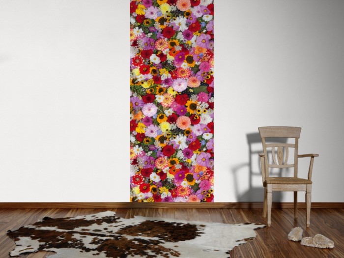 Ein Foto von dem 3D-Fotopanel Buntes Meer aus Blumen Blüten tapeziert an der Wand. Bestelle Deine Bildtapete online.