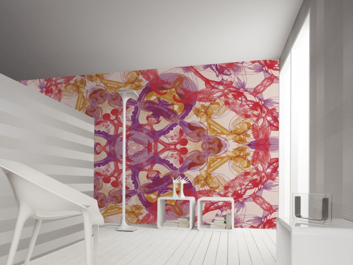 3D-Designer-Fototapete Kaleidoskop Blüten, Artwork by Mylumi