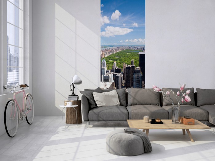 Das 3D-Fotopanel Central Park, New York USA tapeziert in einem Loft. Bestelle die Bildtapete für Deine Wand online.