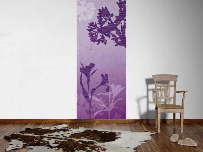 Ein Foto von dem Design-Fotopanel Blüten in Lila, Artwork tapeziert an der Wand. Bestelle Deine Bildtapete online.