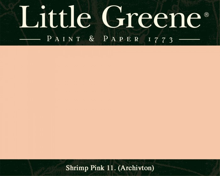 Englische Farbe von Little Greene Shrimp Pink 11 - Hochwertige Farbe gestrichen an der Wand