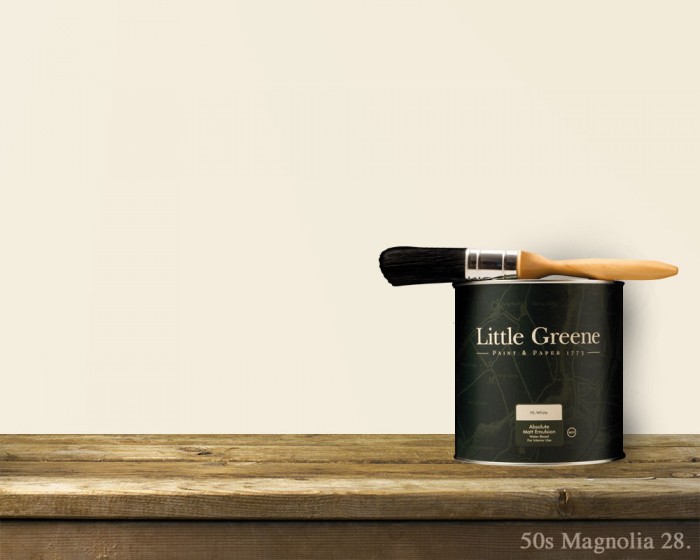 Englische Farbe von Little Greene 50s Magnolia 28 - Hochwertige Farbe gestrichen an der Wand