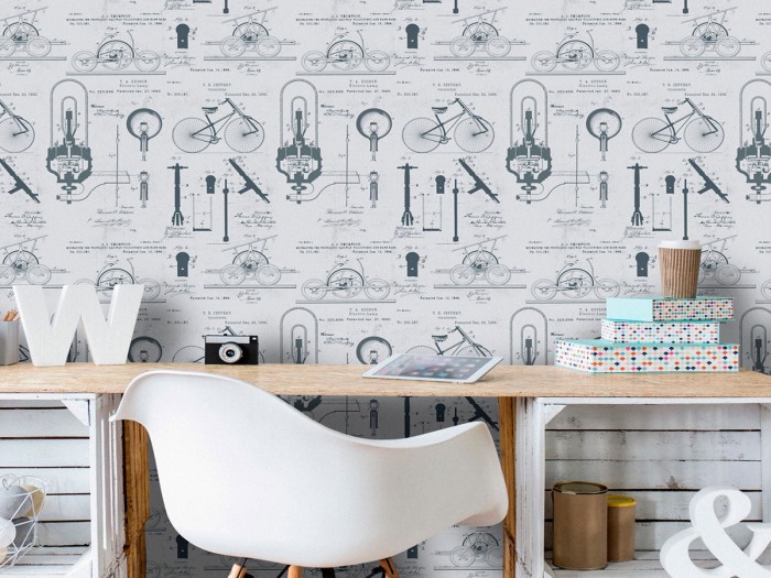 Raumansicht der Selected Walls Tapete Chicago Bikes Wallpaper Col. 01