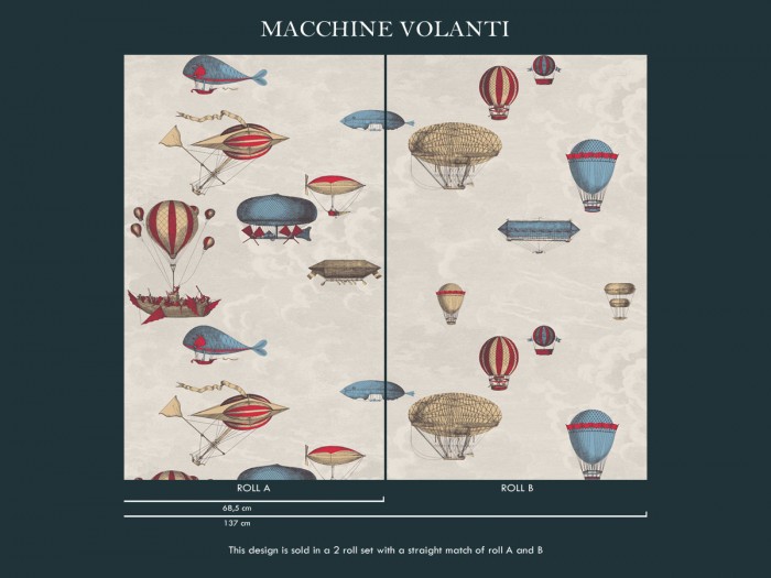 Bestellhinweis zu der Fornasetti Tapete 114/10020 Macchine Volanti