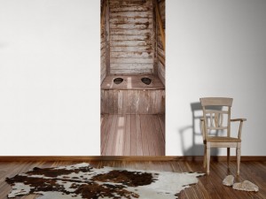 Vorschau: Ein Foto von dem 3D Fotopanel Altes Holz WC, Toilette tapeziert an der Wand. Bestelle Deine Bildtapete online. Vorschau: Ein Foto von dem 3D Fotopanel Altes Holz WC, Toilette tapeziert an der Wand. Bestelle Deine Bildtapete online.