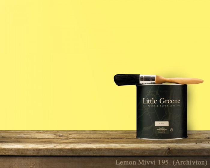 Englische Farbe von Little Greene Lemon Mivvi 195 - Hochwertige Farbe gestrichen an der Wand