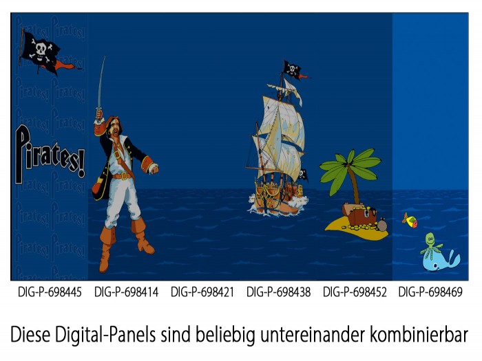 Das Panel ist Bestandteil des Gesamtmotives Piraten auf See, ist aber auch einzeln einsetzbar.