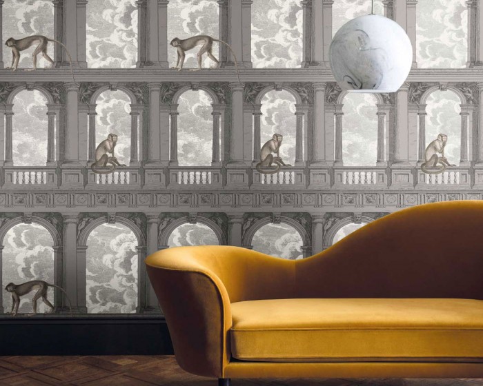 Die Fornasetti Tapete 114/8016 Procuratie con vista auf einer Wand tapeziert