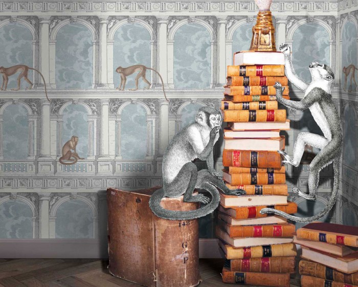 Die Fornasetti Tapete 114/8015 Procuratie con vista auf einer Wand tapeziert