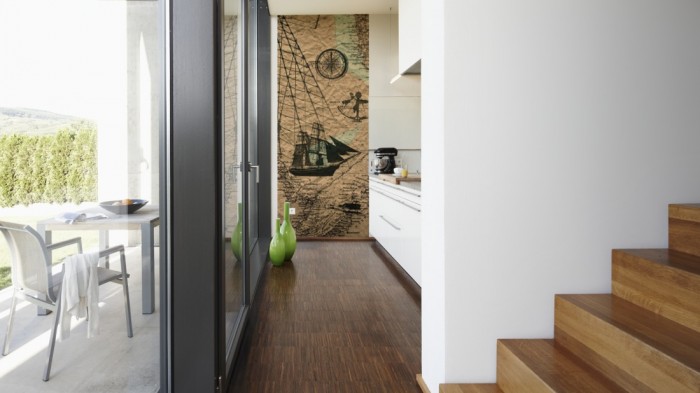 Ein Foto von dem Design-Fotopanel Vintage Landkarte der Schifffahrt tapeziert in der Küche. Bestelle Deine Bildtapete online.