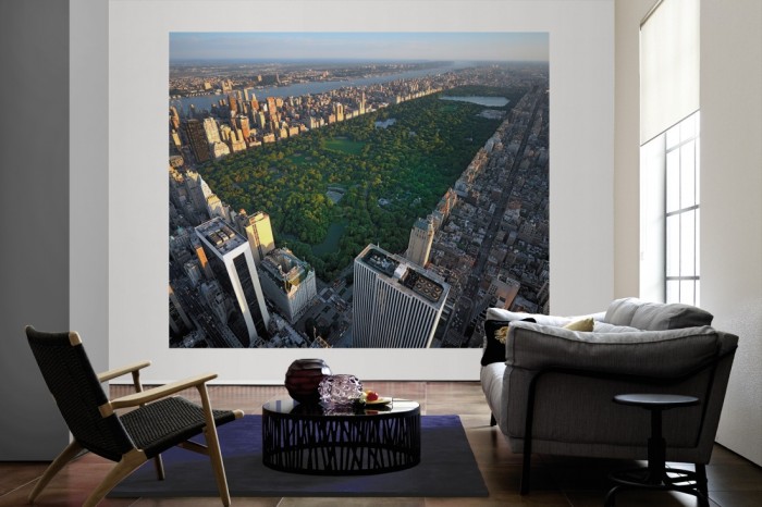 Die Fototapete Manhattan, New York, Central Park als große Bildtapete im Wohnzimmer. Als Bildtapete ist die Fototapete Manhattan, New York, Central Park ein besonderes Highlight auf Vliestapete.