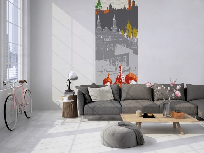 Das 3D-Design-Fotopanel Moskau Russland, Artwork tapeziert in einem Loft. Bestelle die Bildtapete für Deine Wand online.