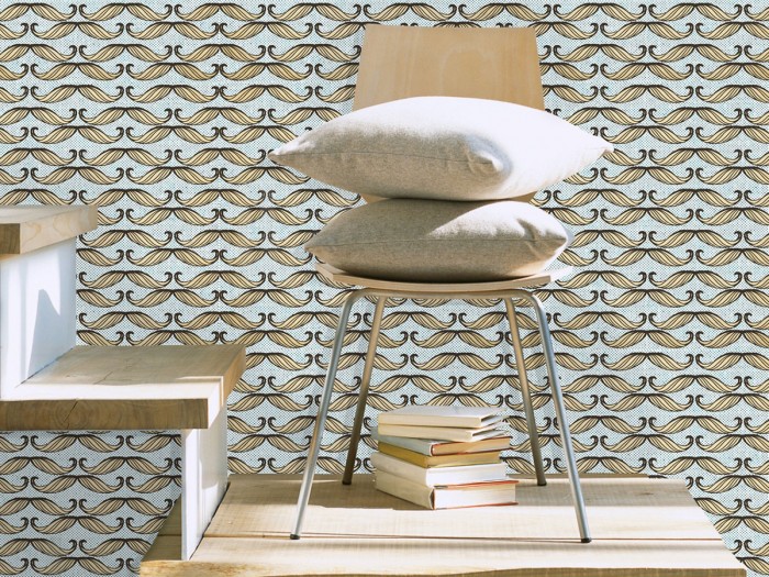 Raumansicht der Selected Walls Tapete Le Mans Moustaches Wallpaper Col. 01