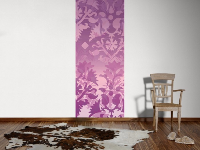 Ein Foto von dem Design-Fotopanel Moderne Ornamente Violett, Artwork tapeziert an der Wand. Bestelle Deine Bildtapete online.