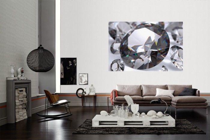 Die Fototapete Diamant als Wandbild im Wohnzimmer. Die Vlies-Fototapete Diamant verschönert als Wandbild Deine Wand.