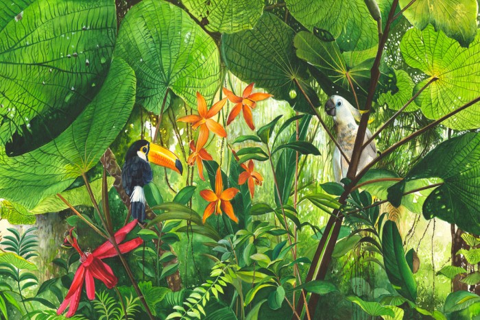 Die Fototapete Dschungel, Kunstwerk Malerei, eine Vlies-Fototapete bei Livingwalls Cologne online kaufen. Die Fototapete Dschungel, Kunstwerk Malerei ist eine Fototapete auf Maß.